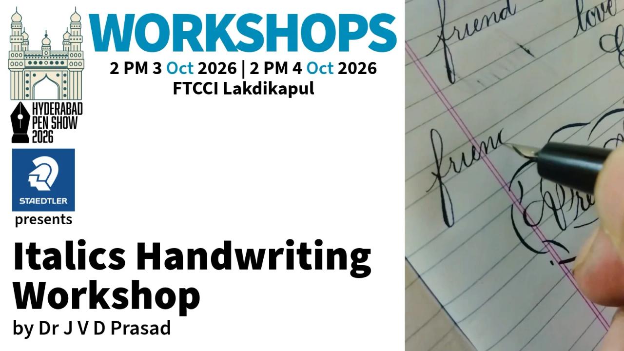 Steadtler presents Italics Handwriting Workshop by Dr. JVD Prasad